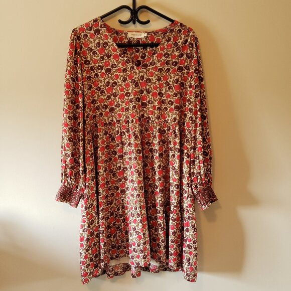 Indi & Cold Black/ Red Berry Long Sleeve Mini Dress Viscose Large - Picture 1 of 5